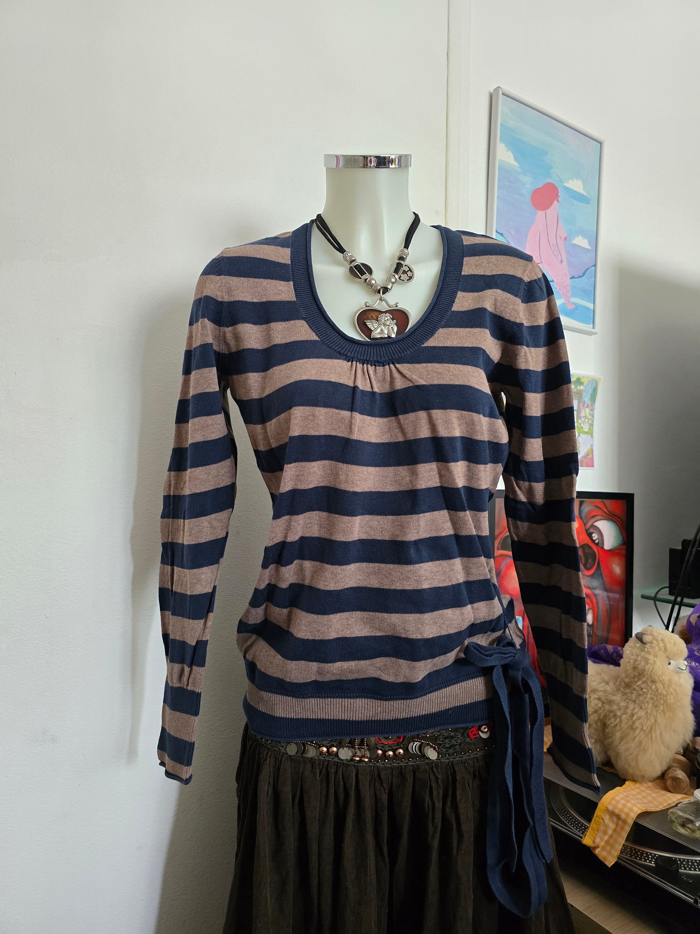 Y2k vintage striped softgrunge sweater