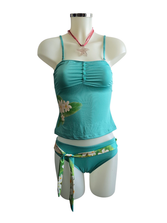 Y2k vintage tropical hibiscus swimsuit