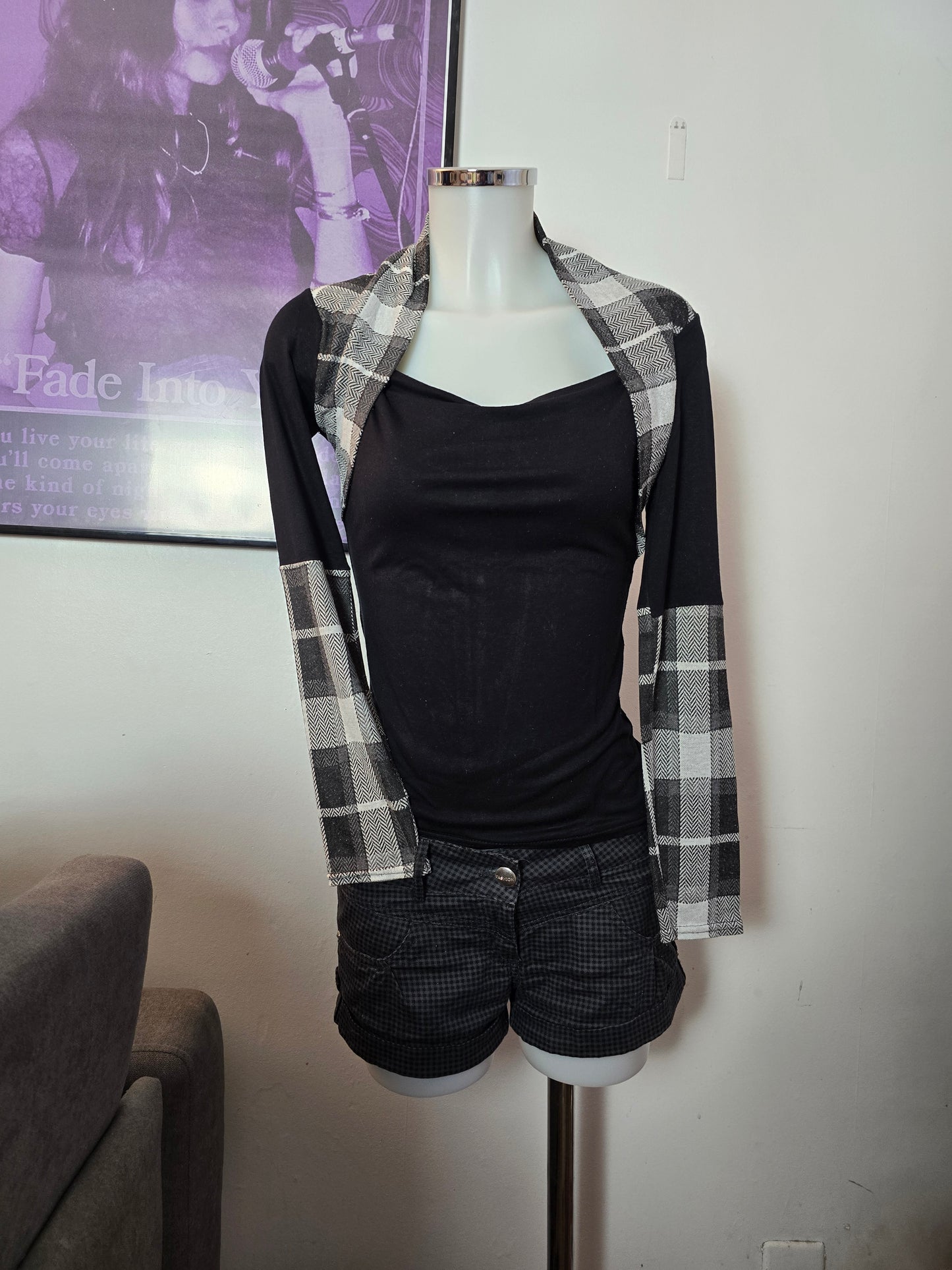 00s vintage coquette plaid fitted top