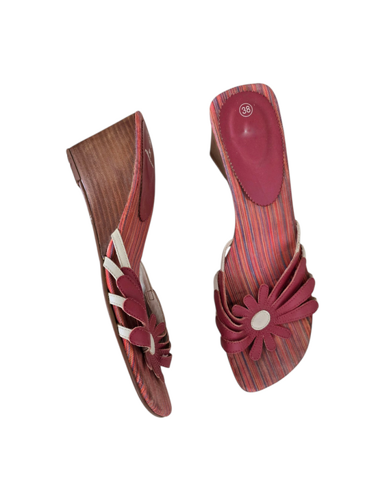 90s vintage flower wedge sandals