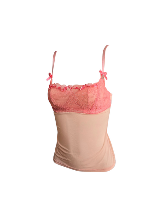 2000s vintage coquette pink babydoll lace top - zimfriperie
