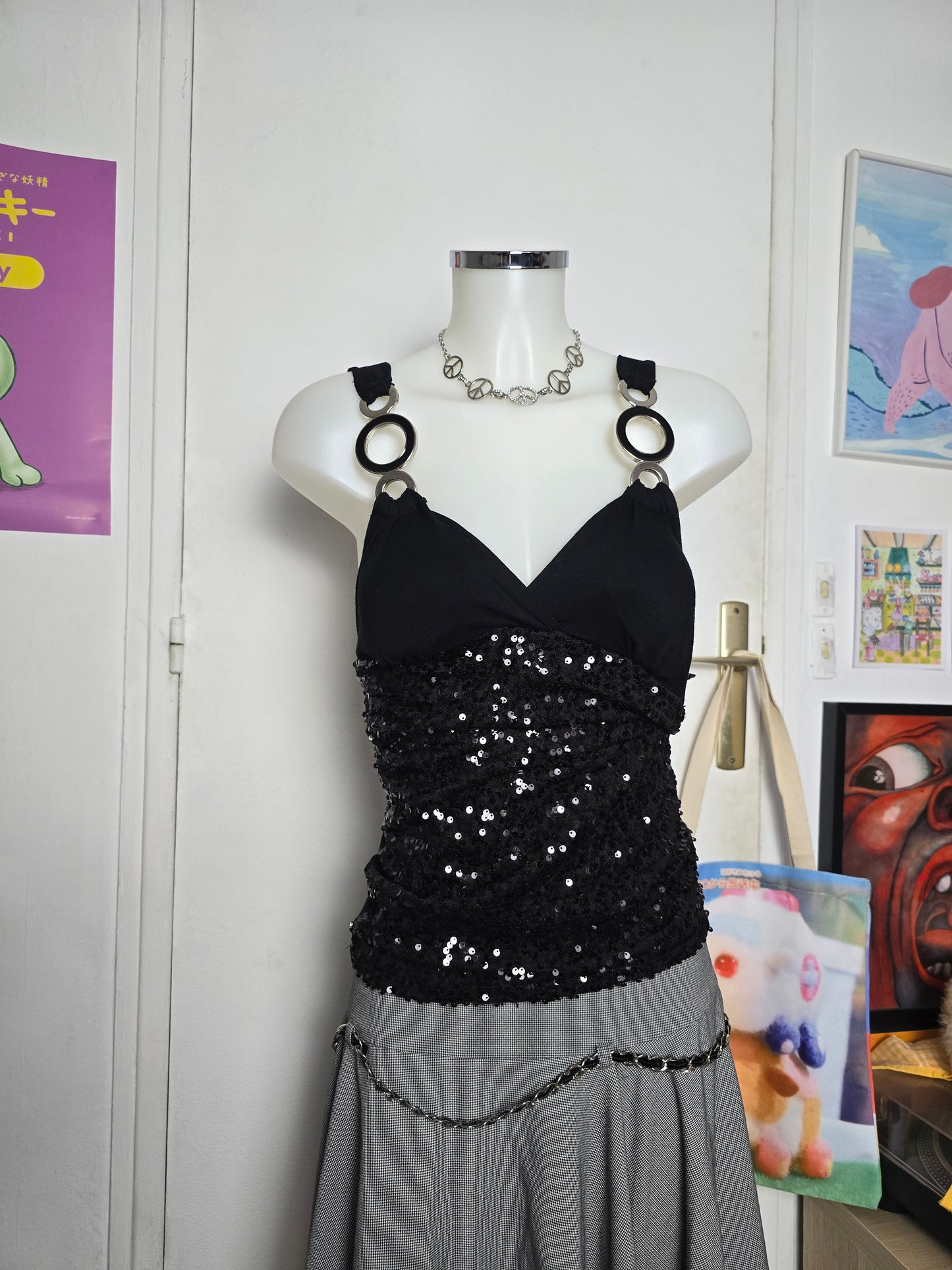 Y2k vintage mcbling sequin top