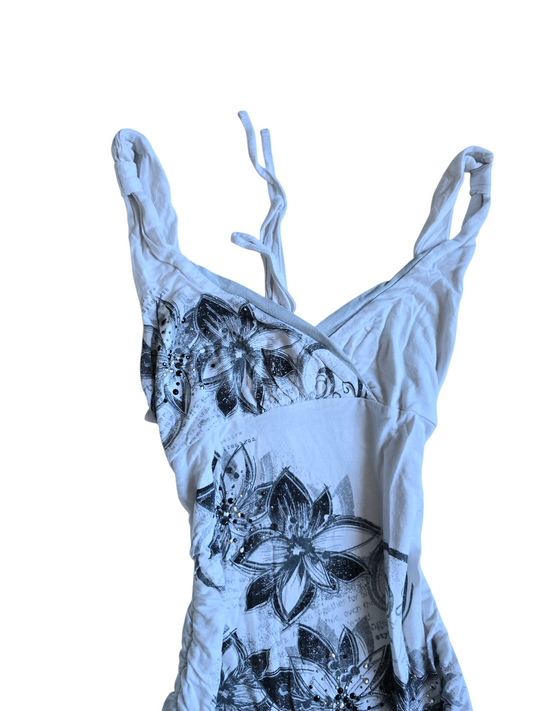 2000s vintage bro hoe rhinestone babydoll top
