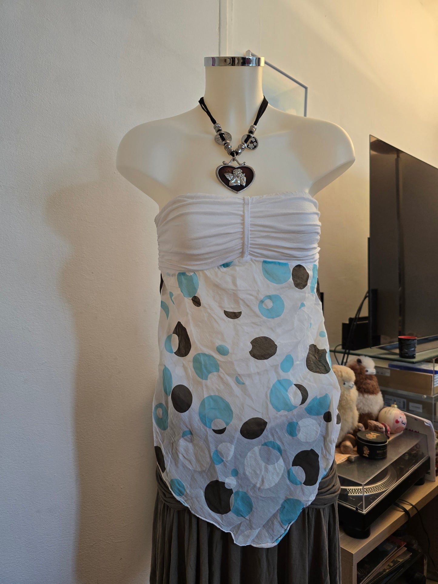 Y2k vintage off shoulder draped asymmetric top