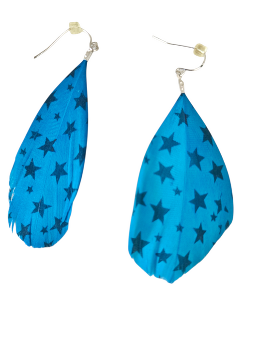 2010s vintage printed stars feathers earring