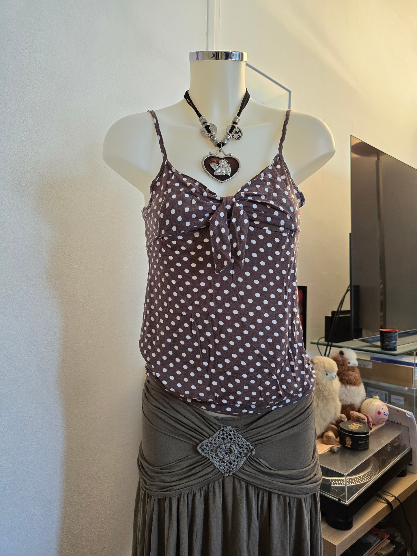 00s vintage coquette polka dots top