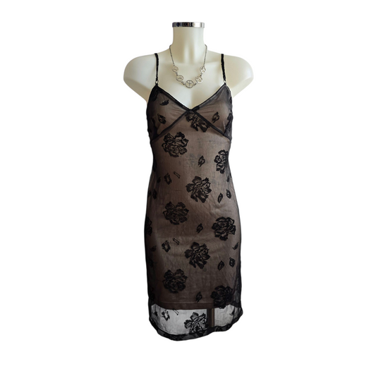 00s vintage dark coquette flowers dress