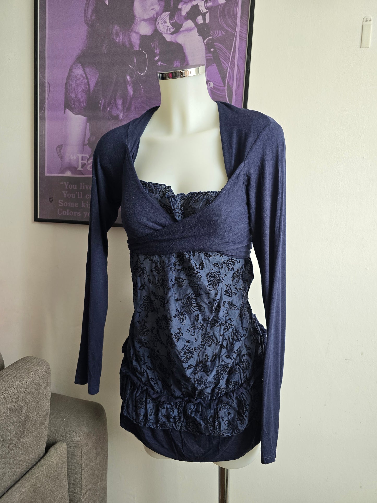 2000s vintage whimsy velvet babydoll dress