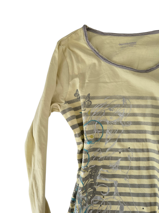 2000s vintage striped indie sleaze yellow top - zimfriperie