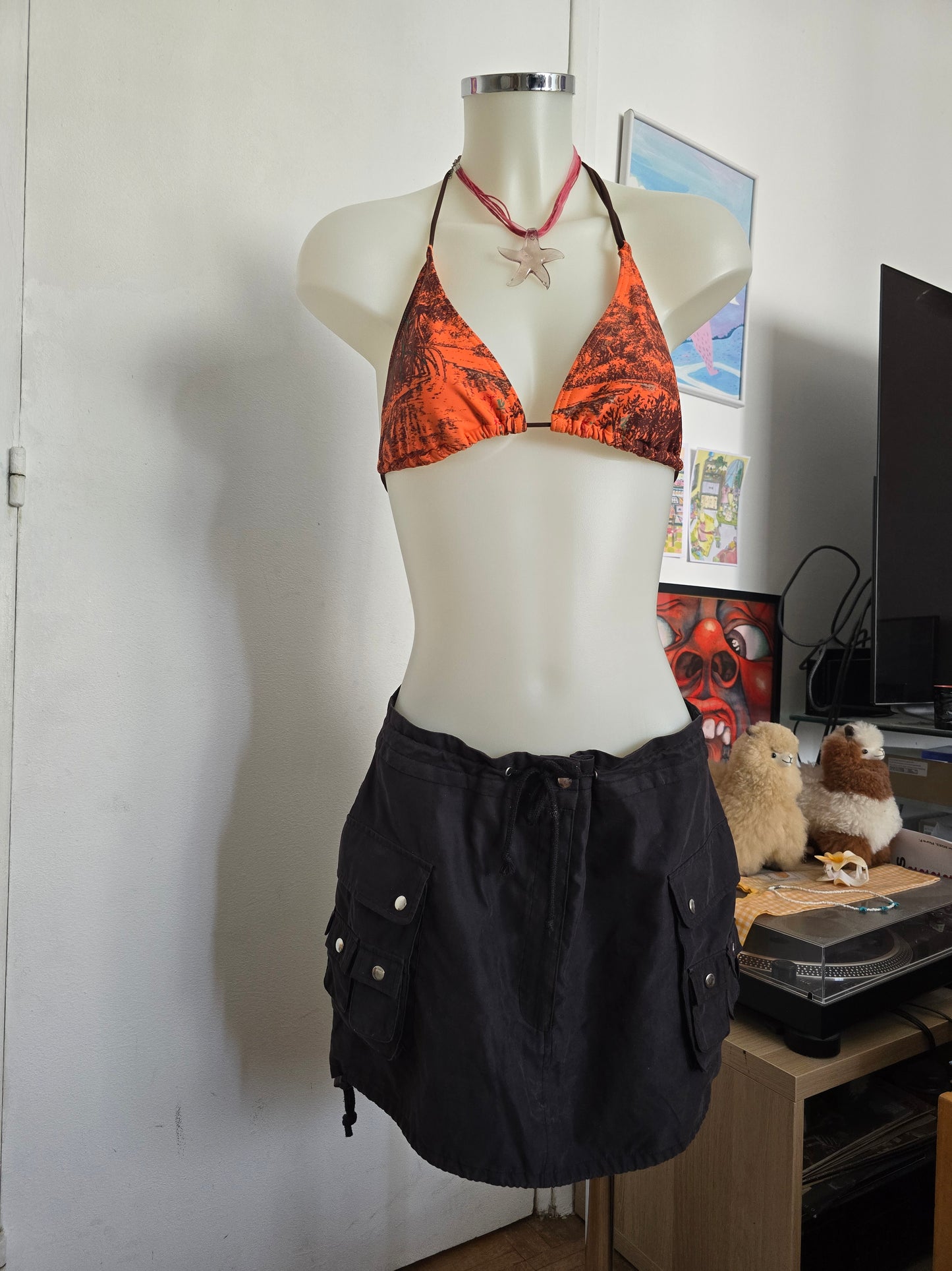 90s vintage mini cargo skirt