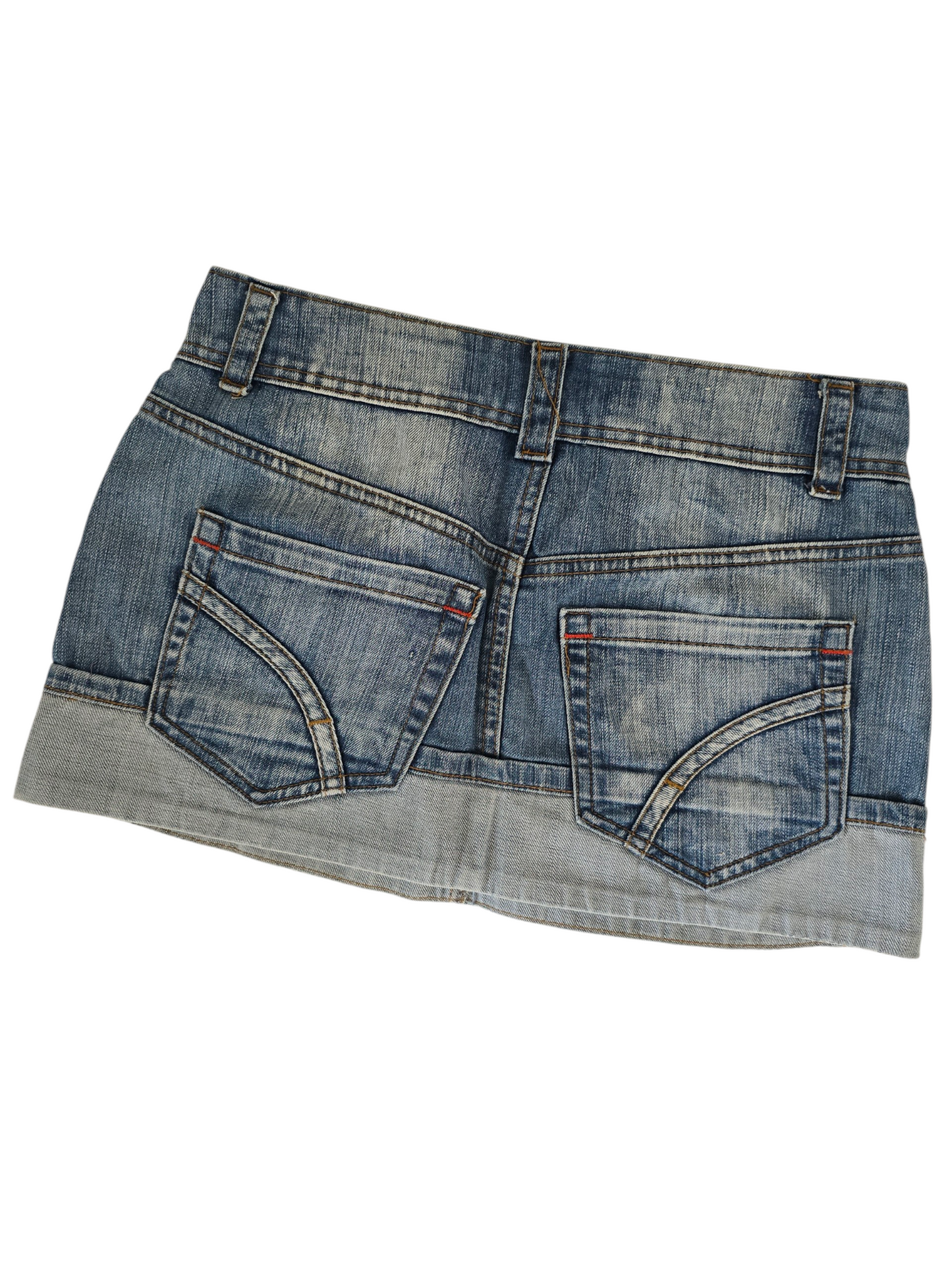 2000s vintage mcbling low rise denim mini skirt