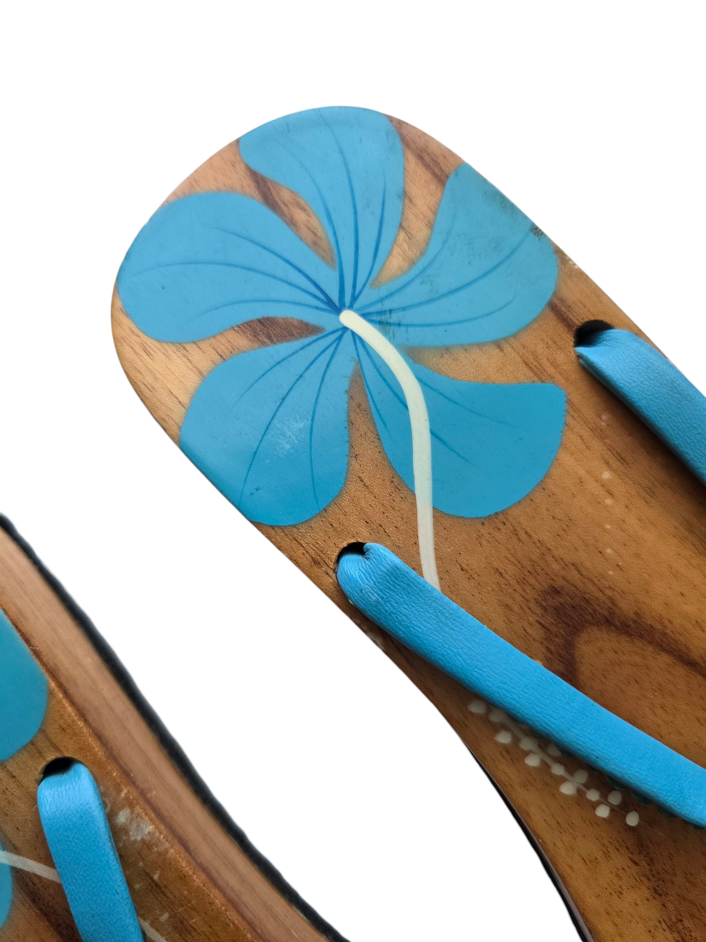 90s vintage beachwear mcbling hibiscus sequin wood sandals