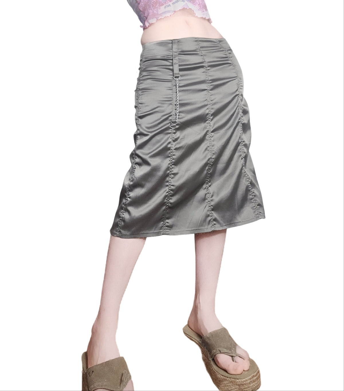 Y2k techwear khaki skirt