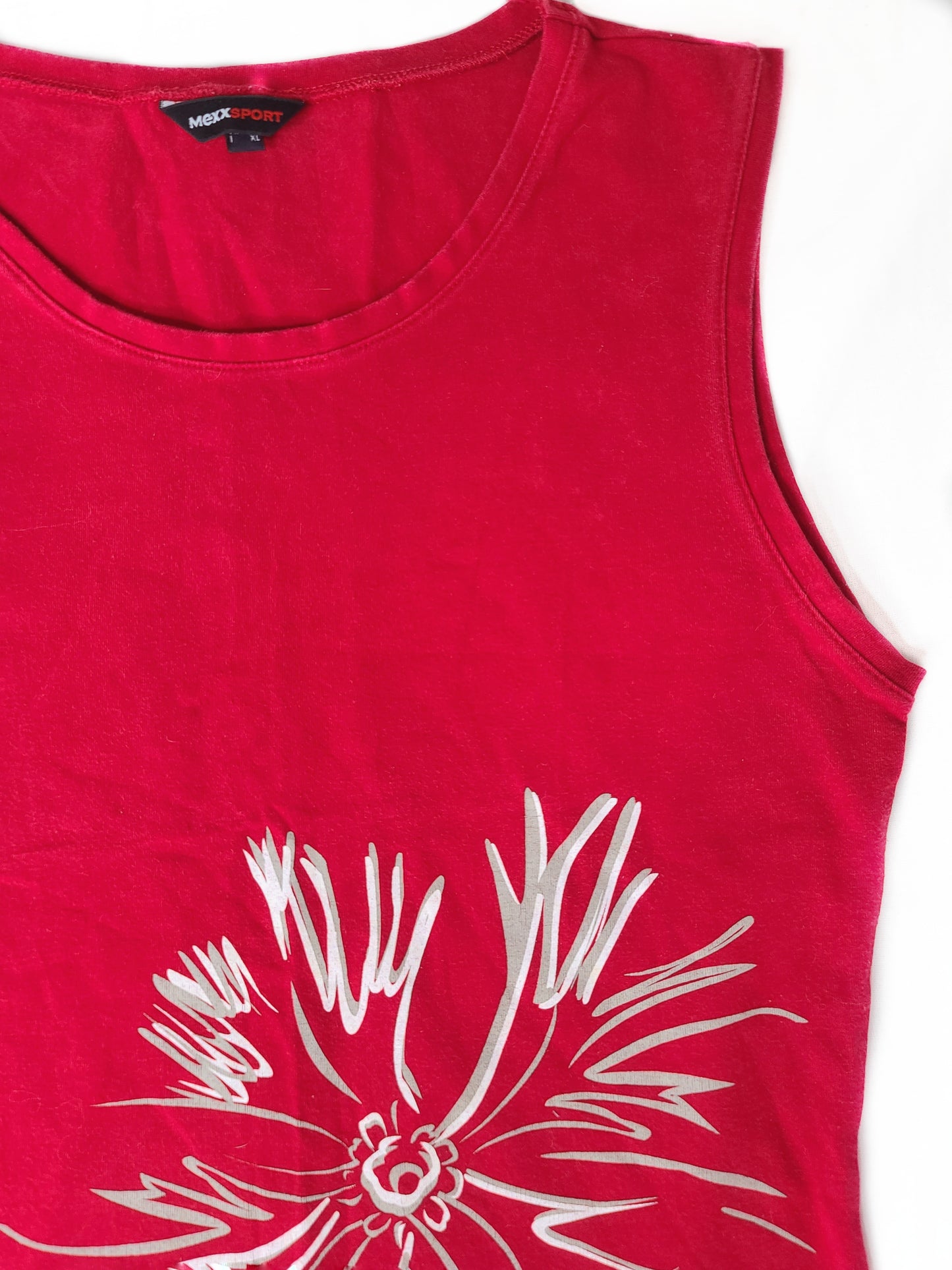 Red graphic tank top