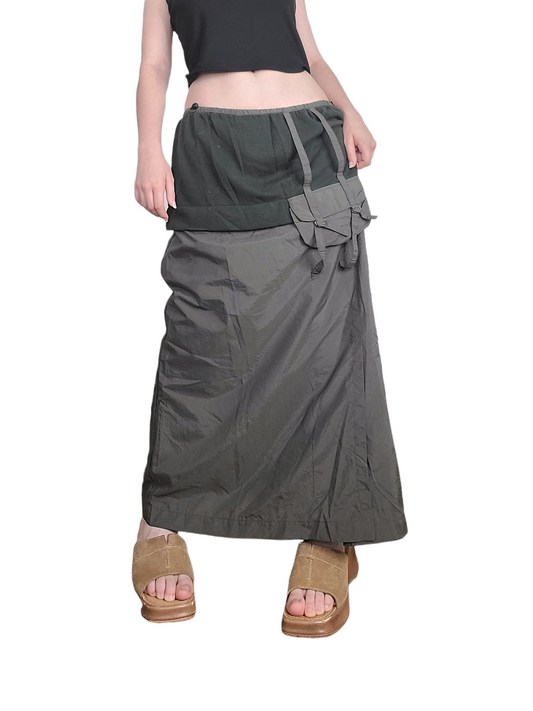 Long khaki gorpcore skirt