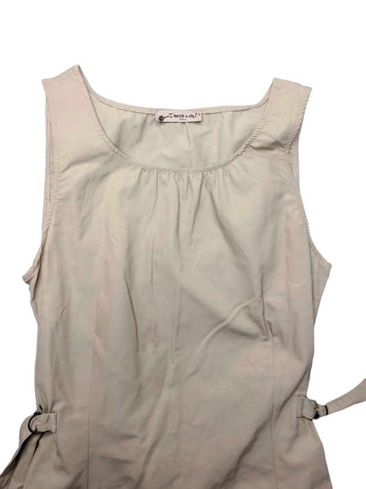 Futuristic techwear cream long dress