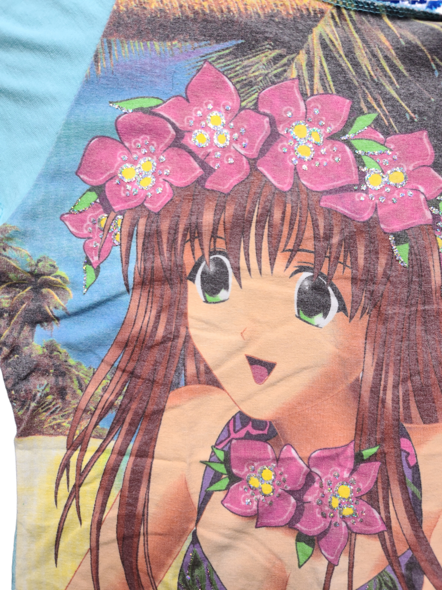 Top y2k manga face print