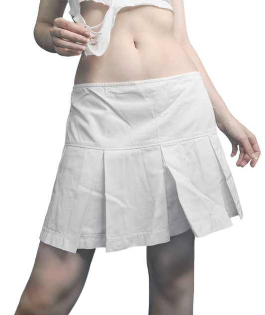 Vintage 90s Pleated White Skirt