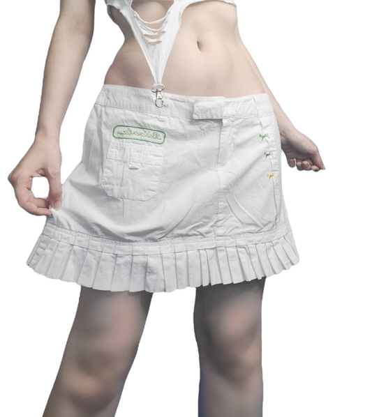 Vintage 90s pastel pleated white skirt