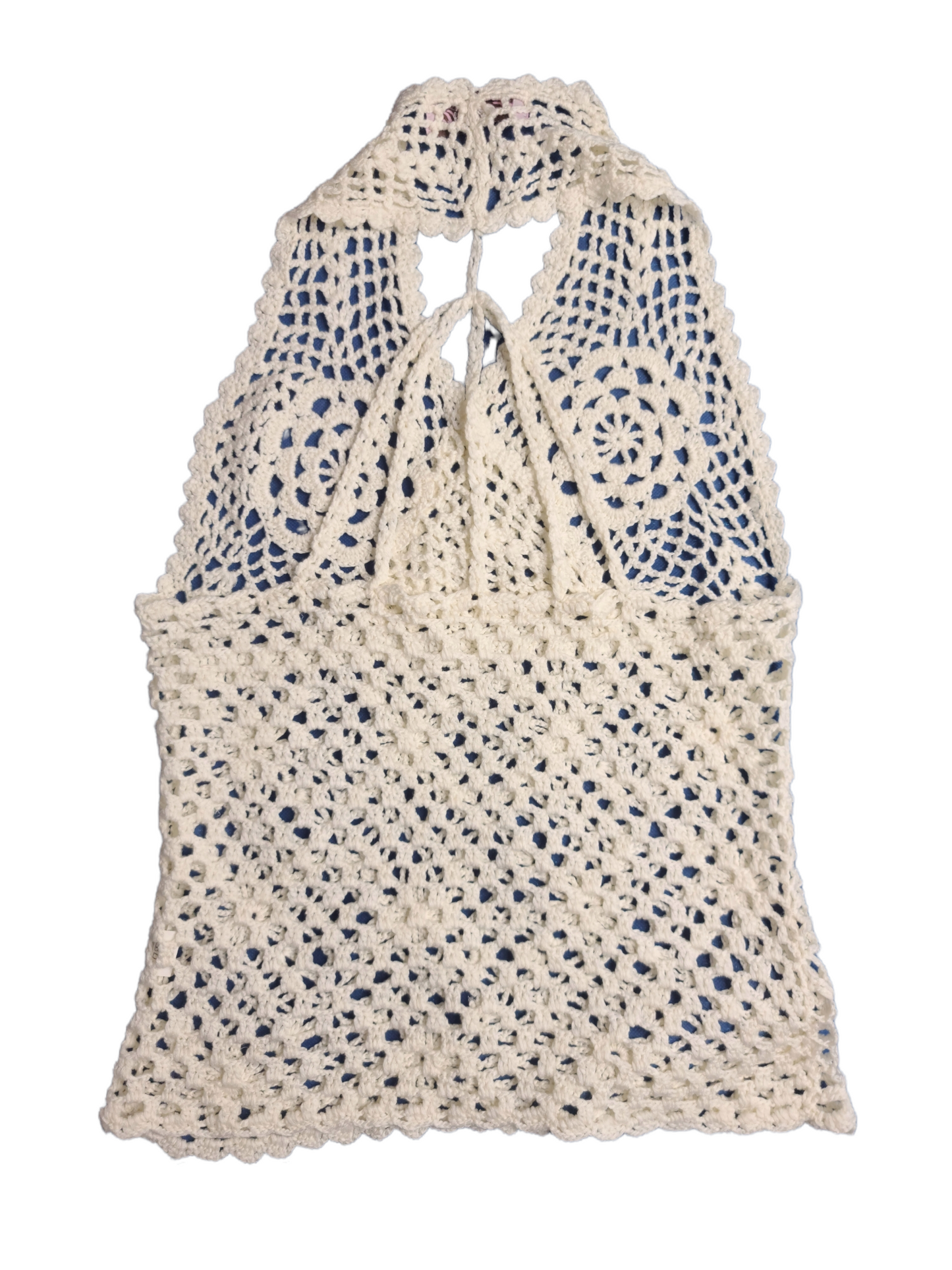 White y2k bohemian crochet top