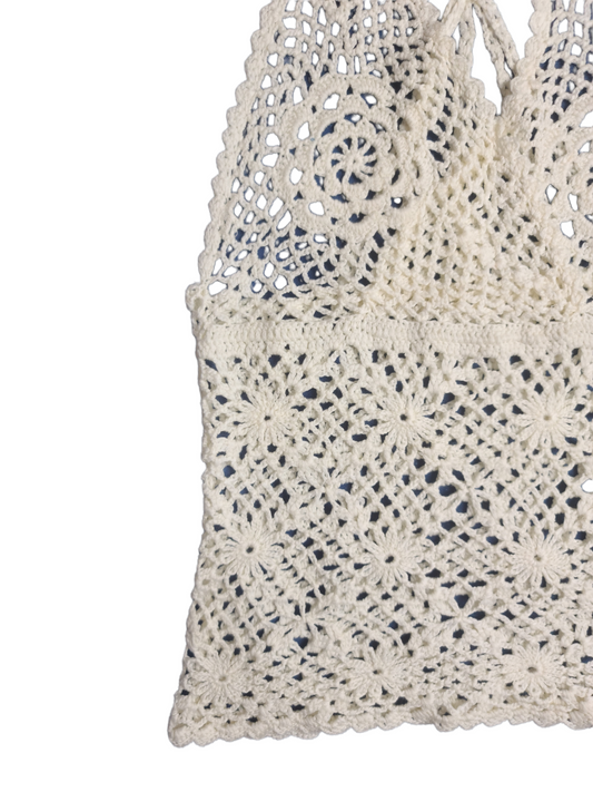 White y2k bohemian crochet top