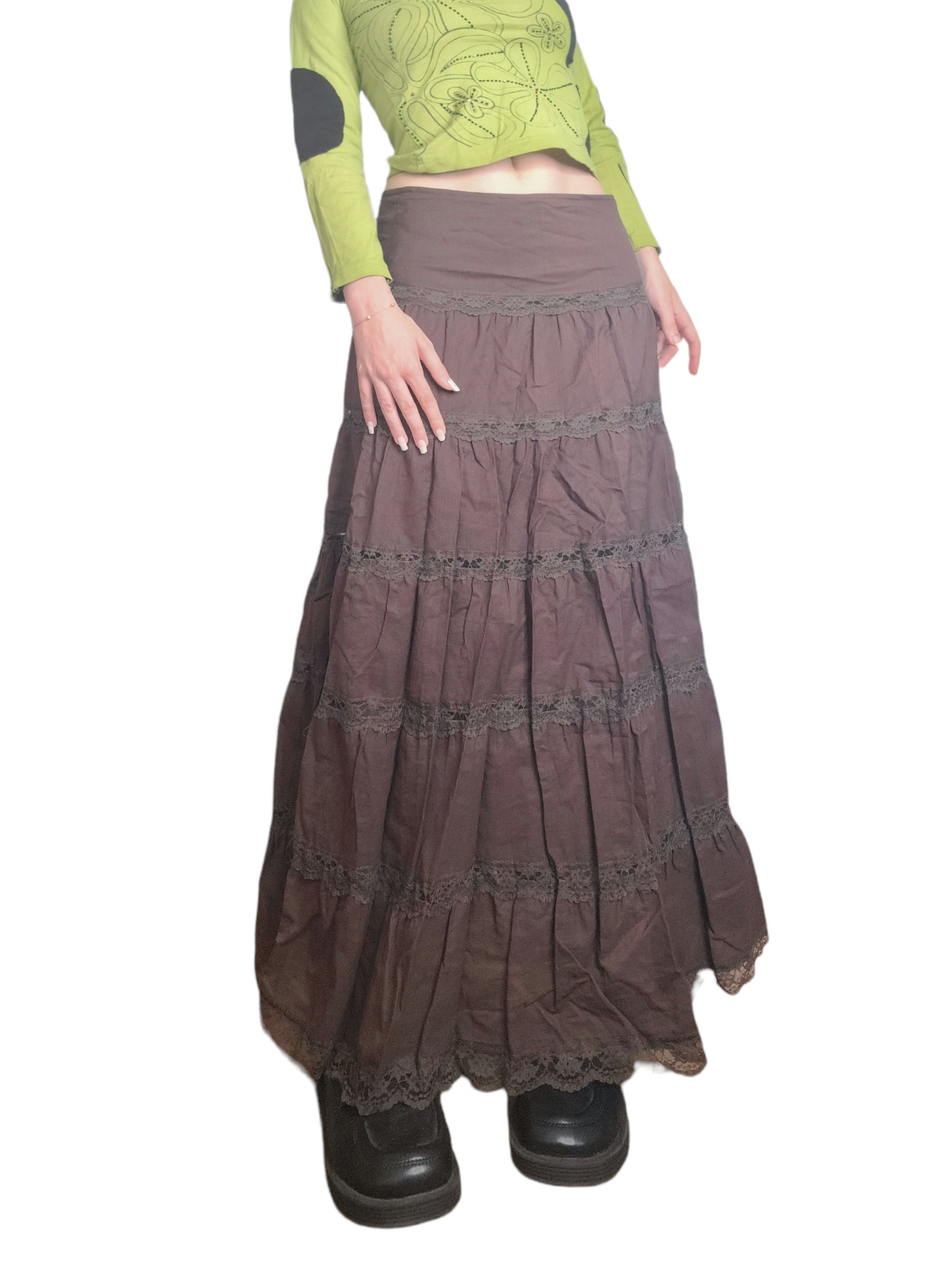 Long fairycore ruffle skirt