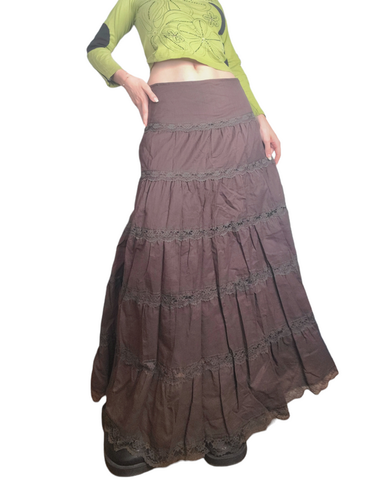 Long fairycore ruffle skirt