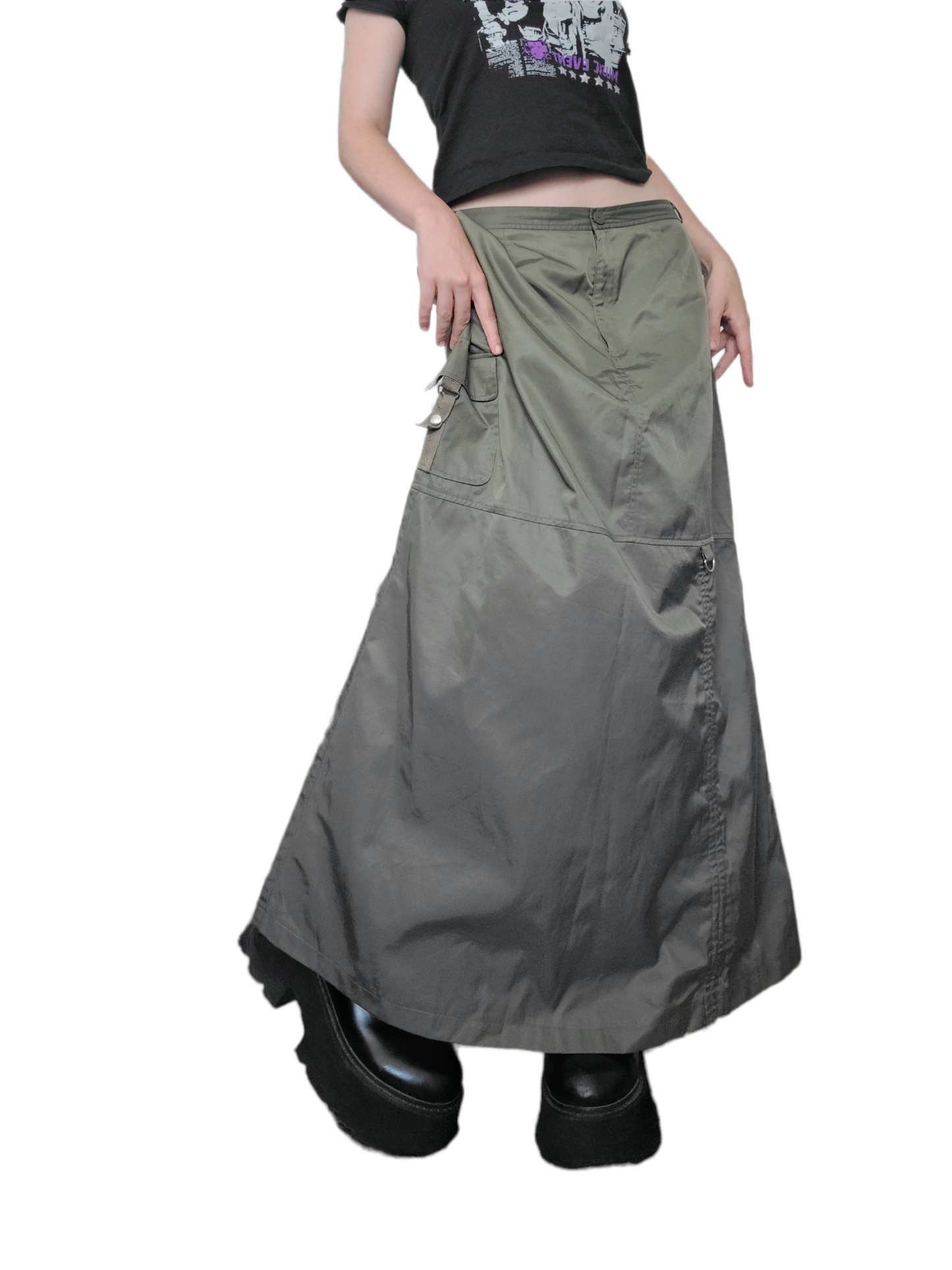 Techwear parachute long skirt