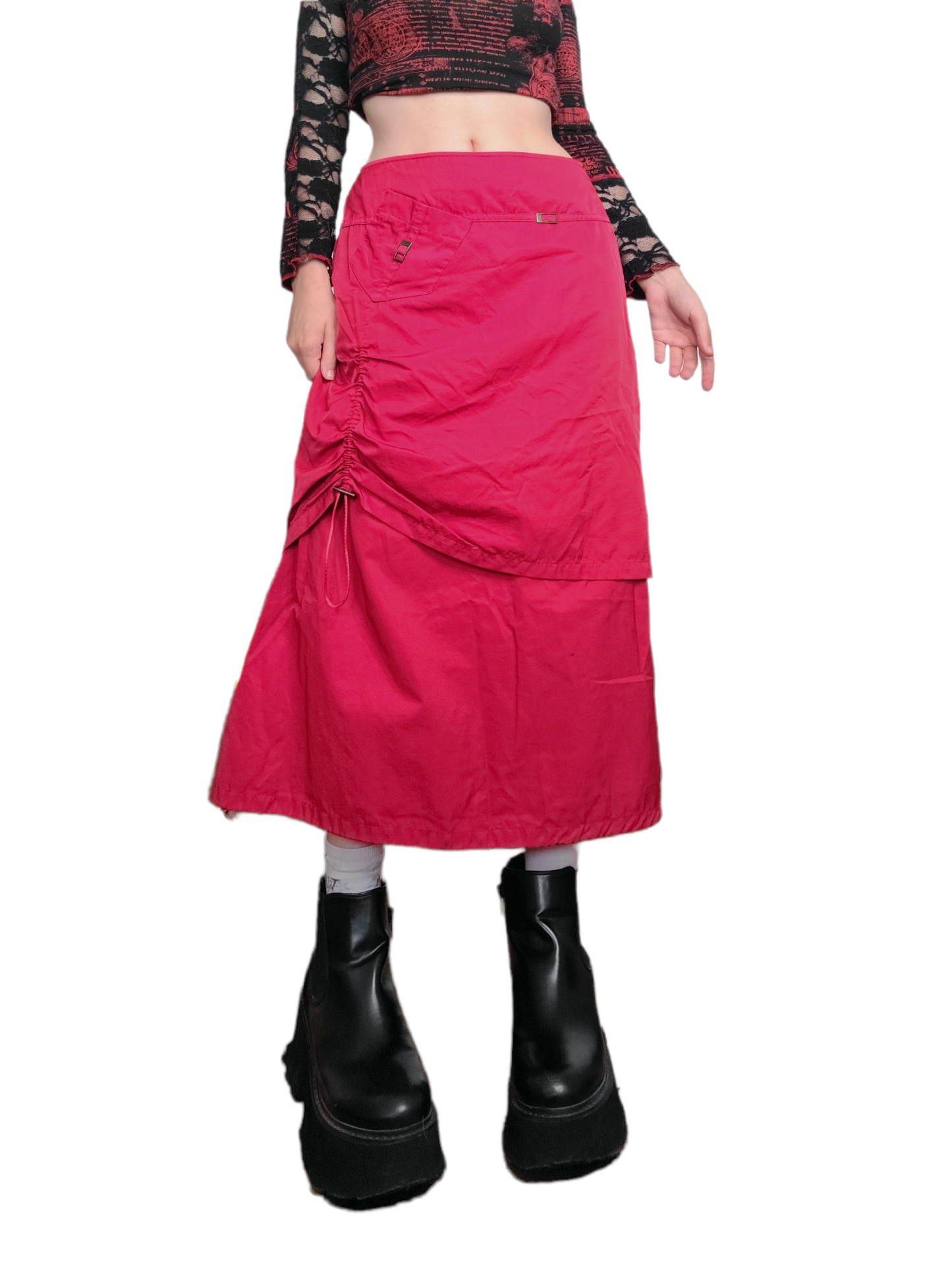 Red Gorpcore Parachute Skirt