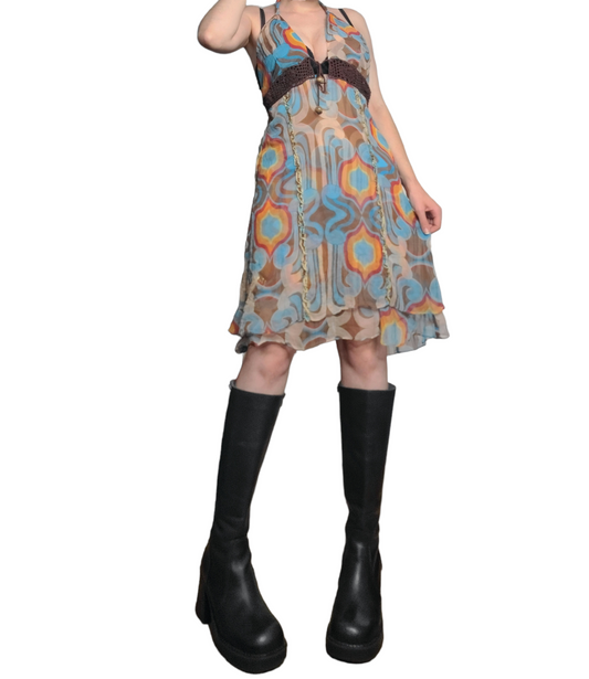 Rare iconic vintage robe y2k seventies style 70s boho bohemian bohem hippie psychedelic motif fairygrunge fairy