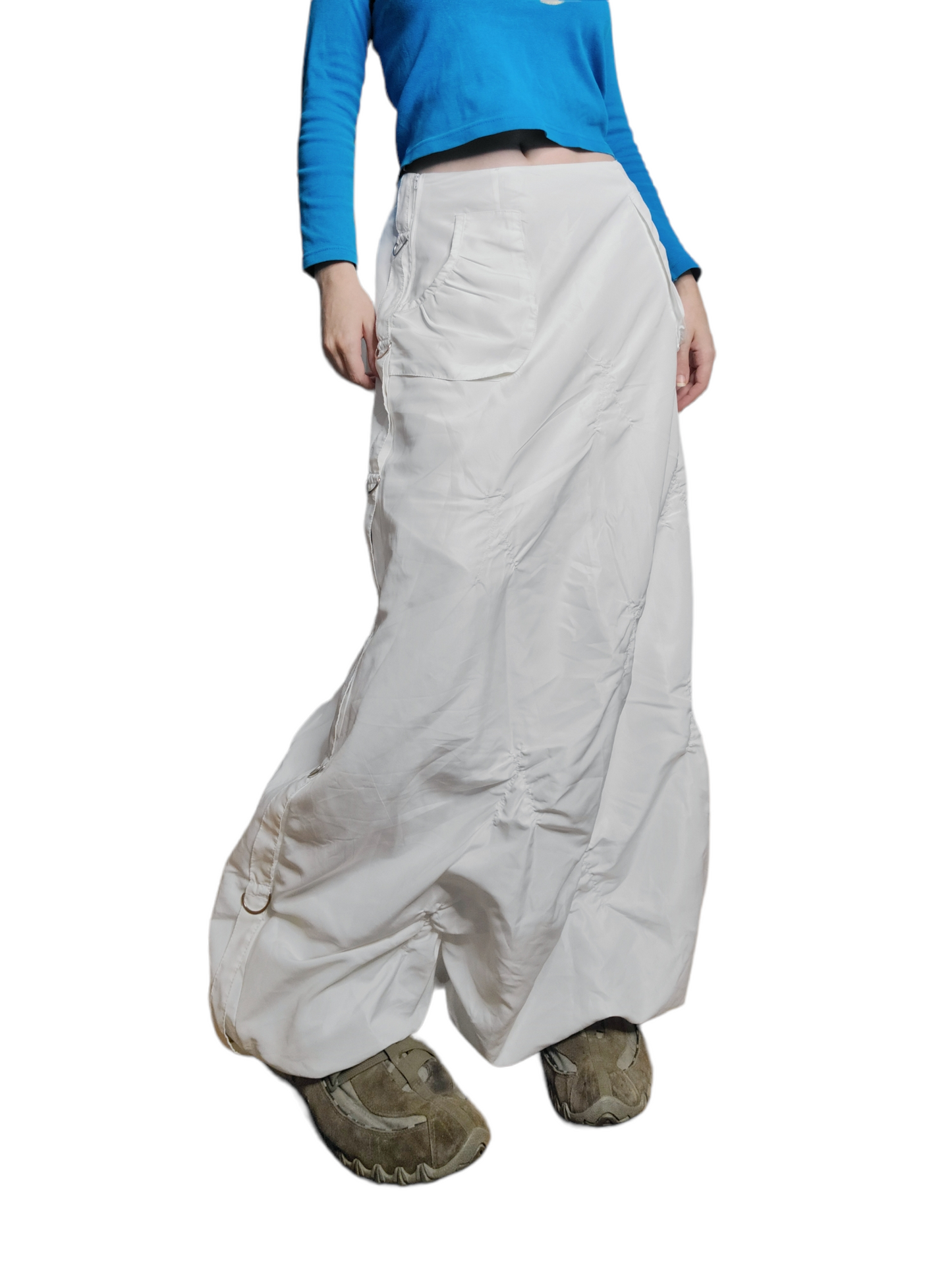 Long white techwear skirt