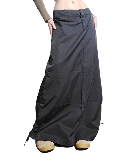 Techwear parachute maxi skirt