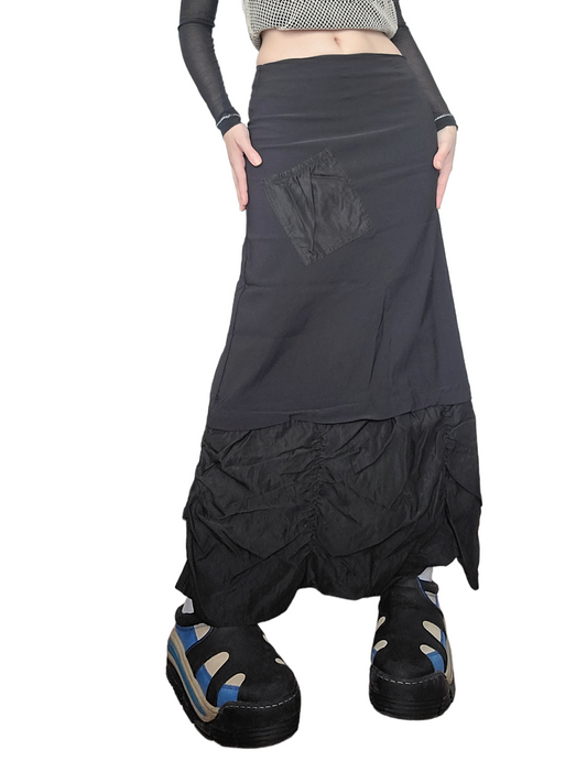 Maxi black parachute skirt gorpcore