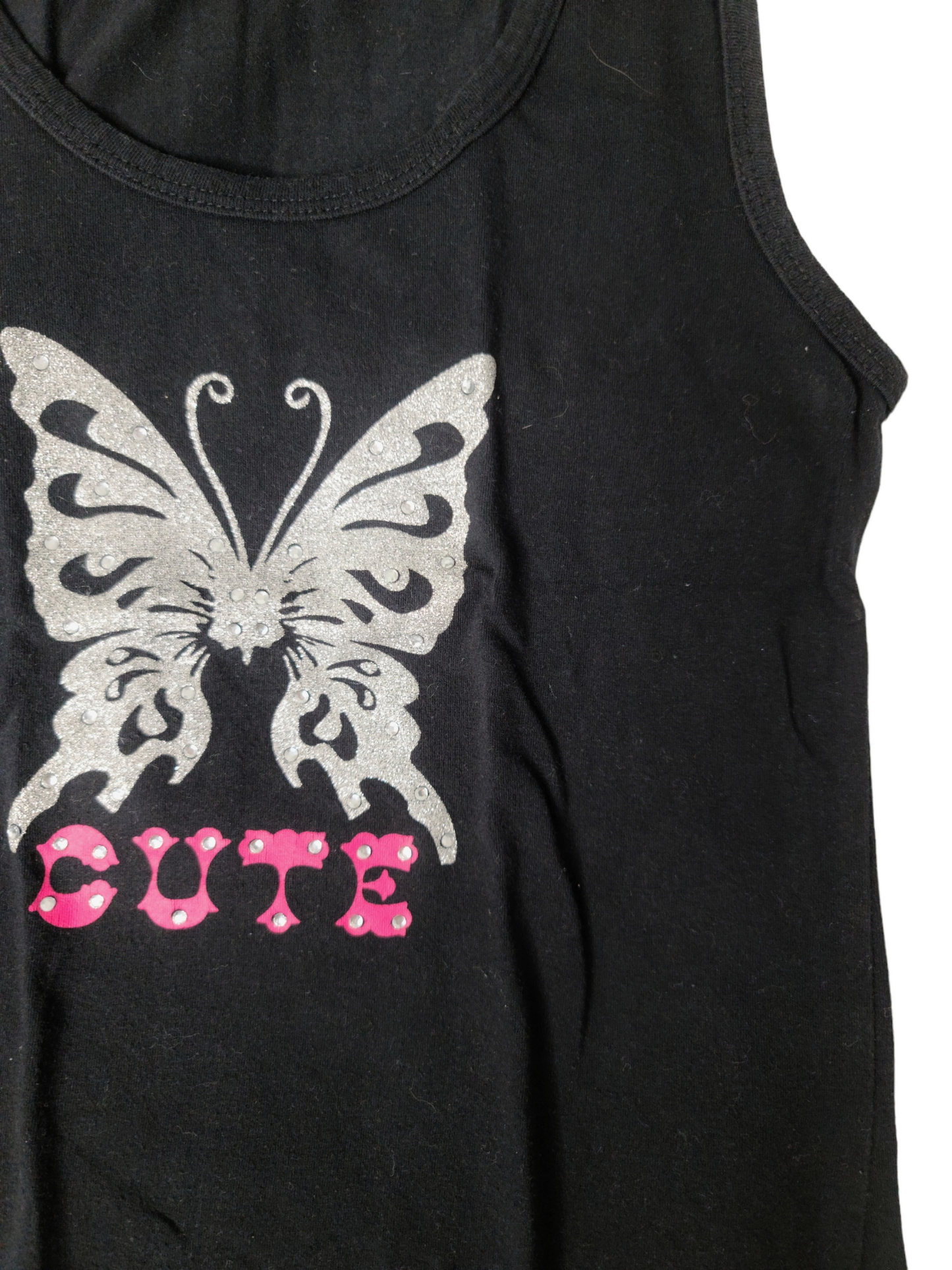 Top y2k rhinestone butterfly