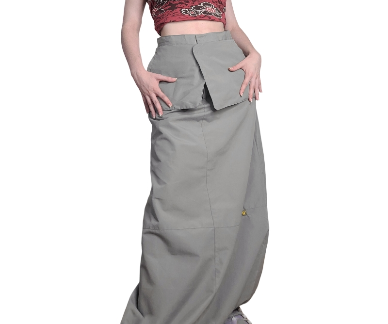 Gorpcore techwear long cargo skirt