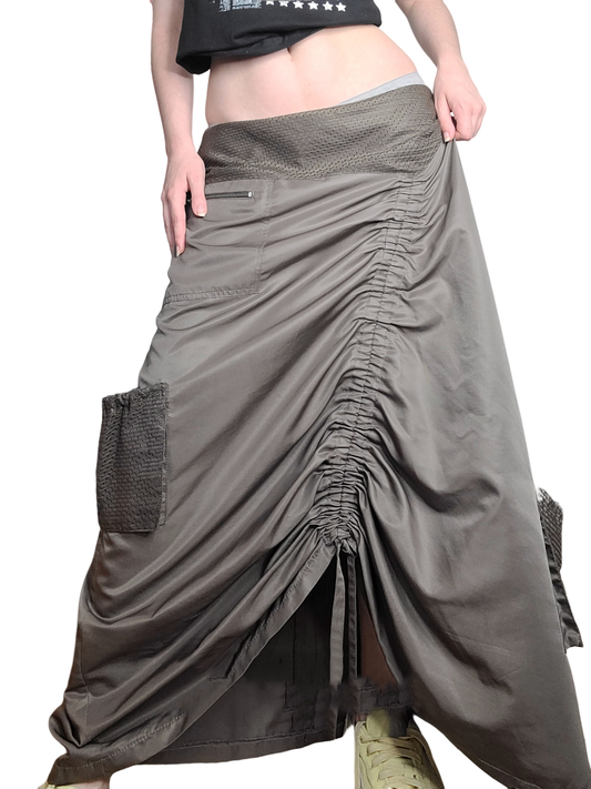 Gorpcore techwear khaki cargo skirt