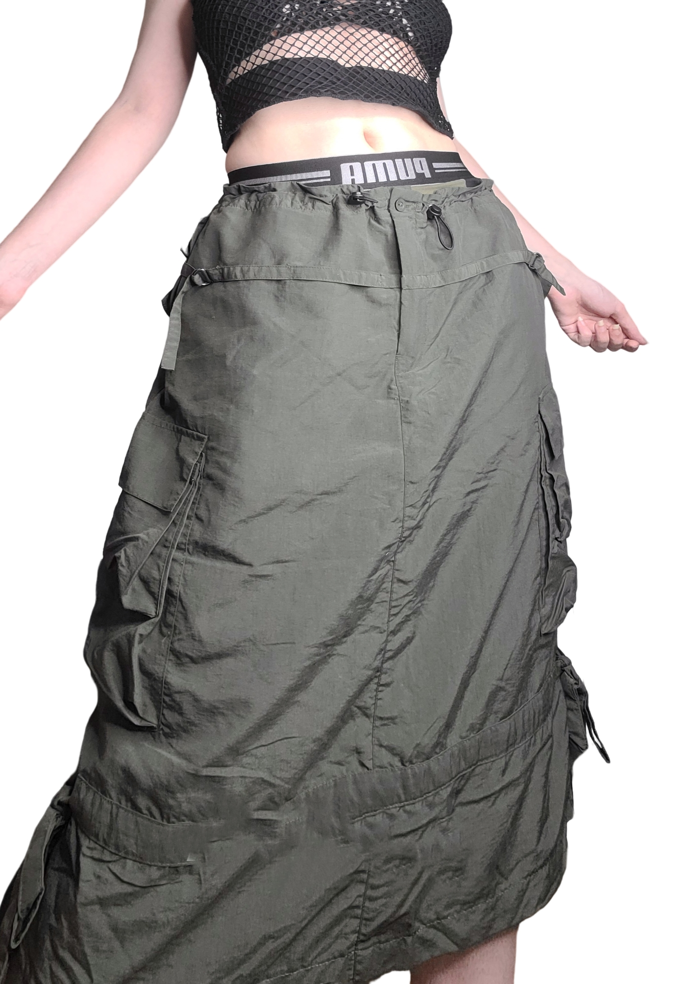 Jupe kaki cargo gorpcore