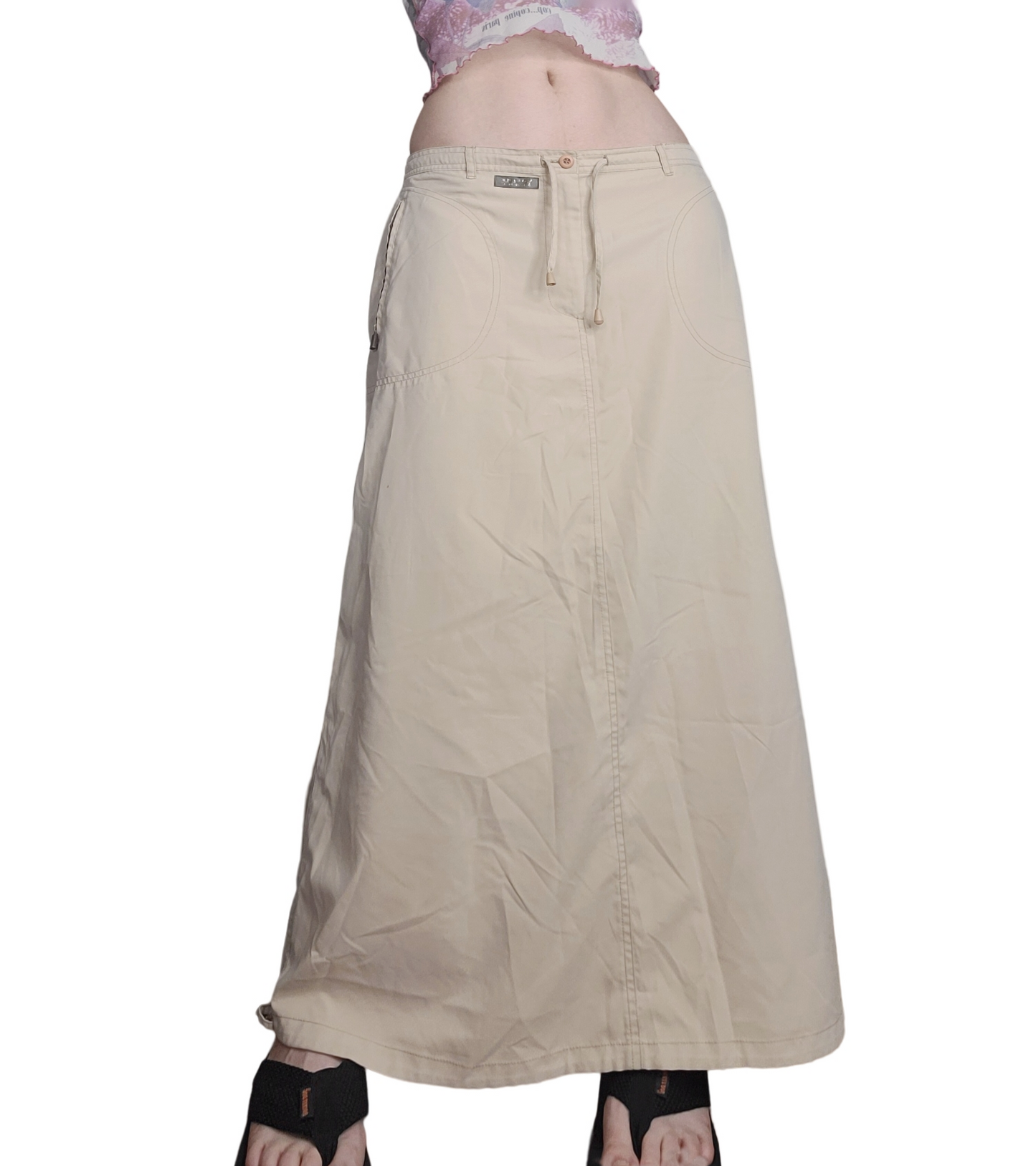 90s beige sportswear long skirt