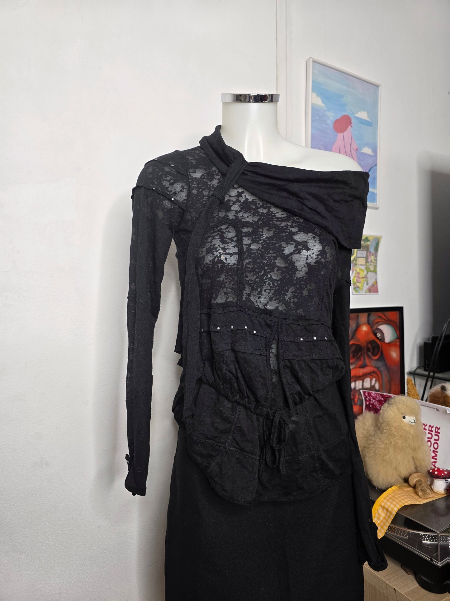 Y2k vintage lace coquette transparente dark top - zimfriperie