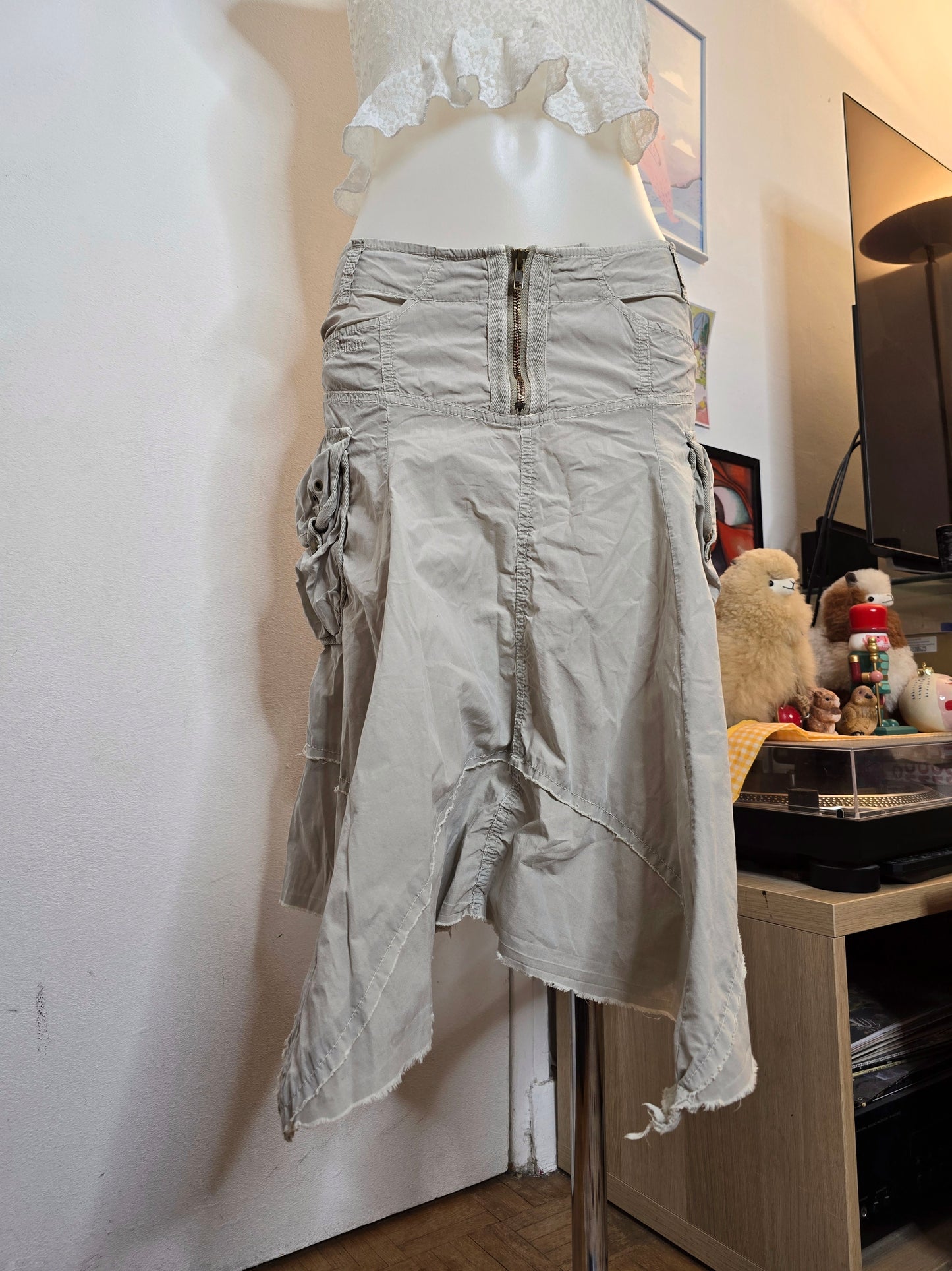 90s vintage cargo asymetric skirt