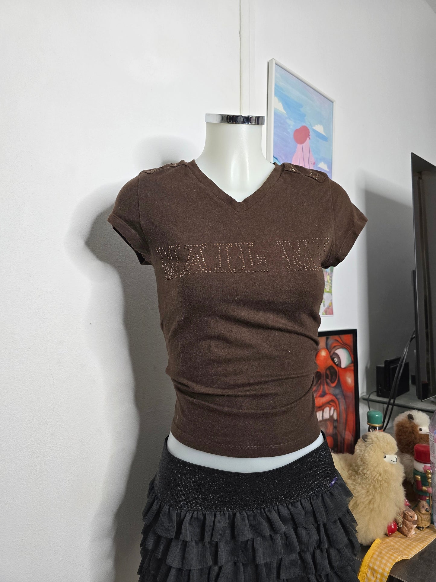 Y2k vintage softgrunge mcbling top