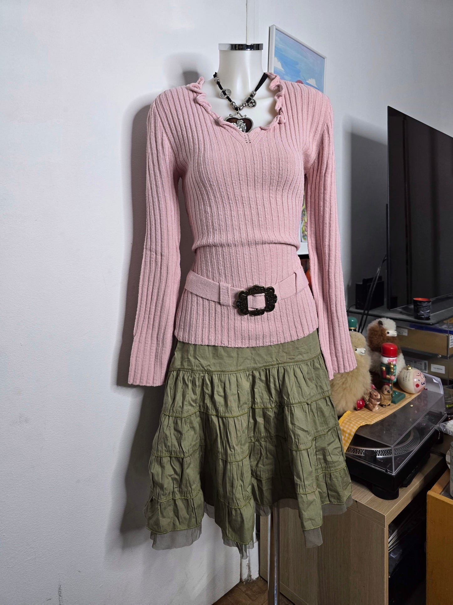 Y2k vintage coquette ribbed sweater