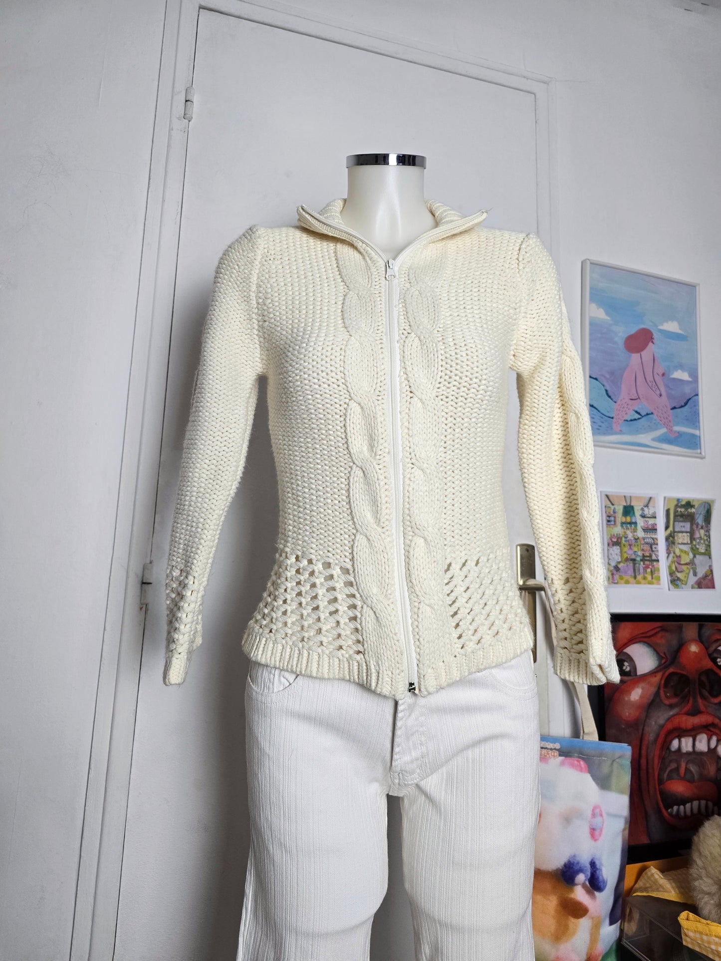Y2k vintage ribbed flirty zip sweater