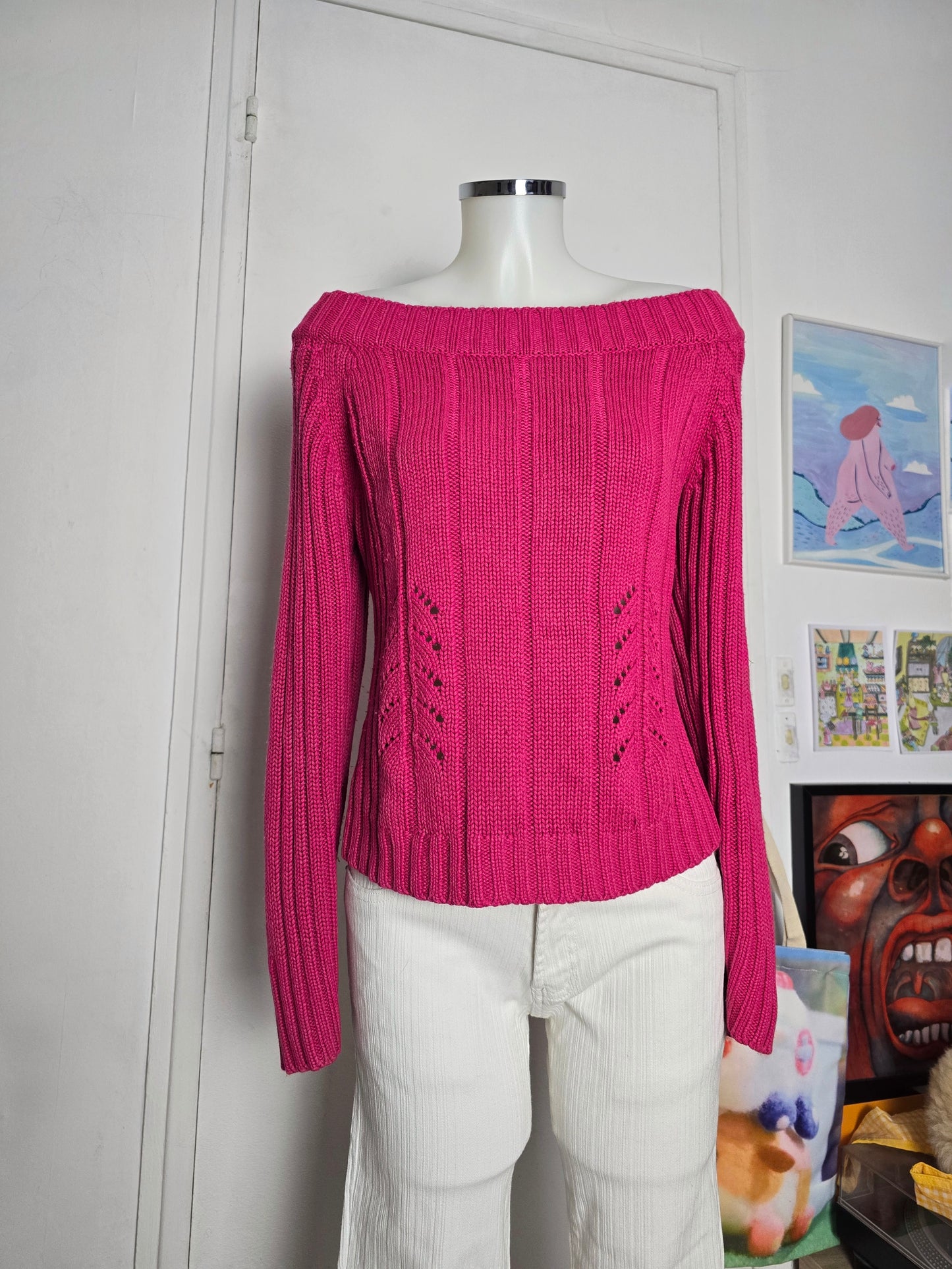 Y2k vintage flirty off shoulder sweater