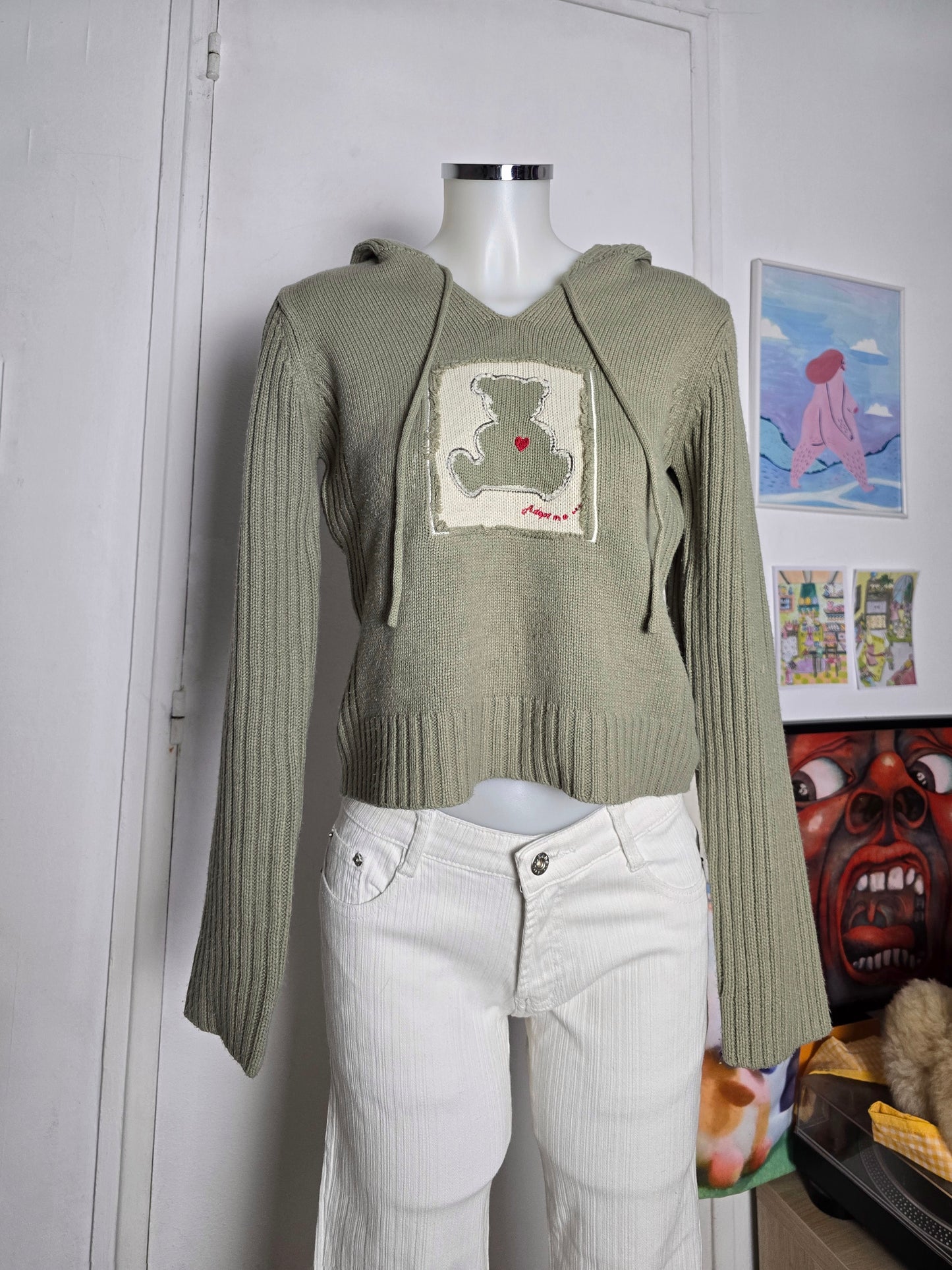 90s vintage flirty ribbed sweater
