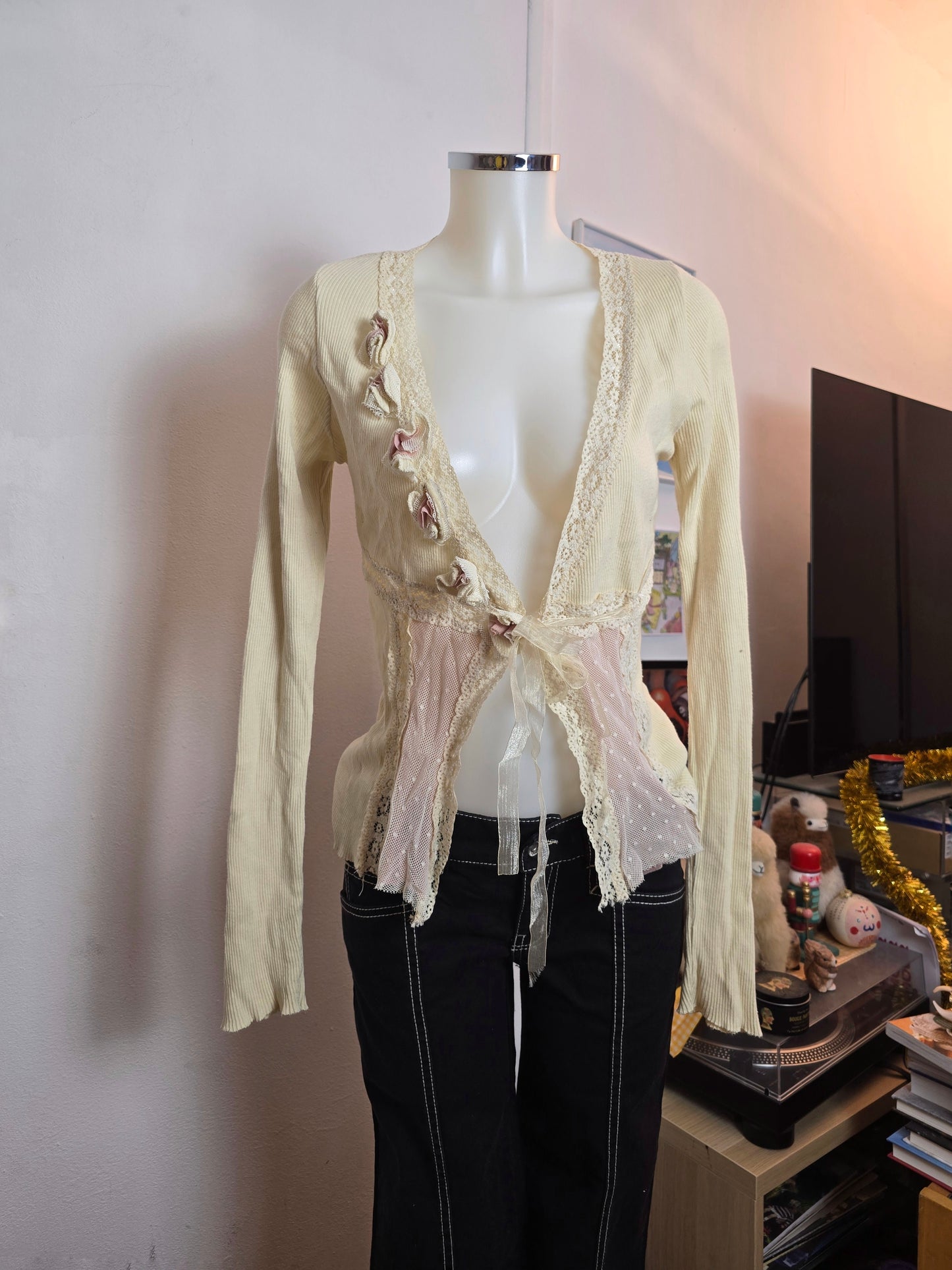 Y2k vintage flirty fairy ribbed cardigan