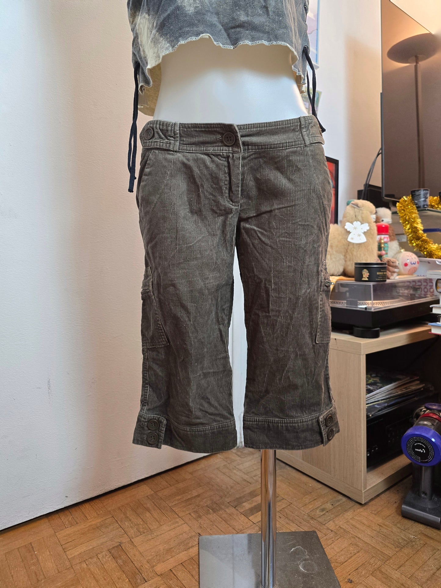 90s vintage downtown ribbed capri pants