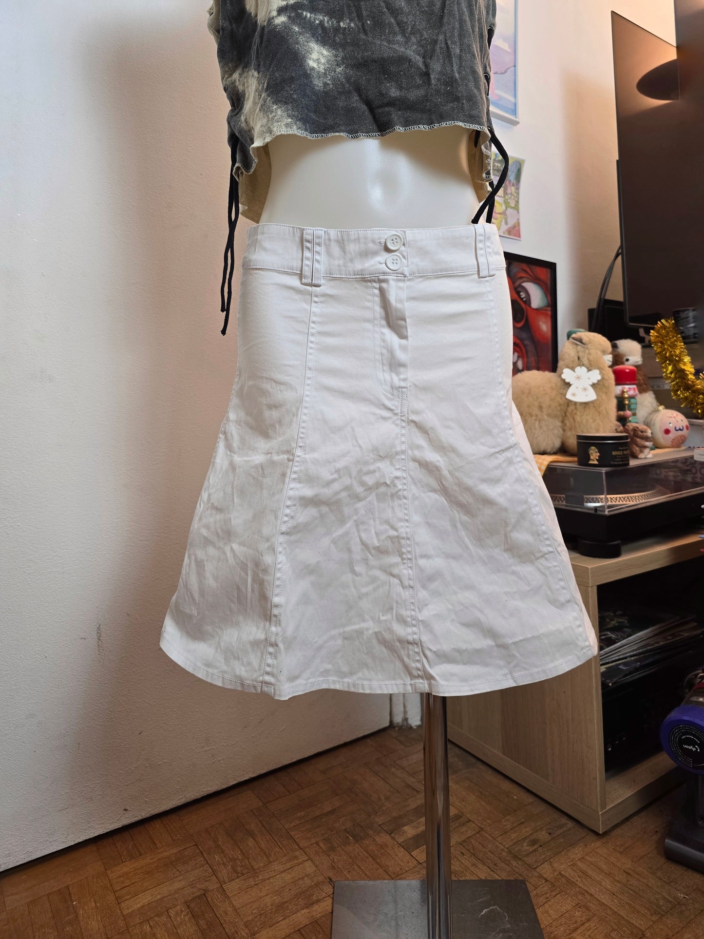 00s vintage coquette downtown white cotton skirt