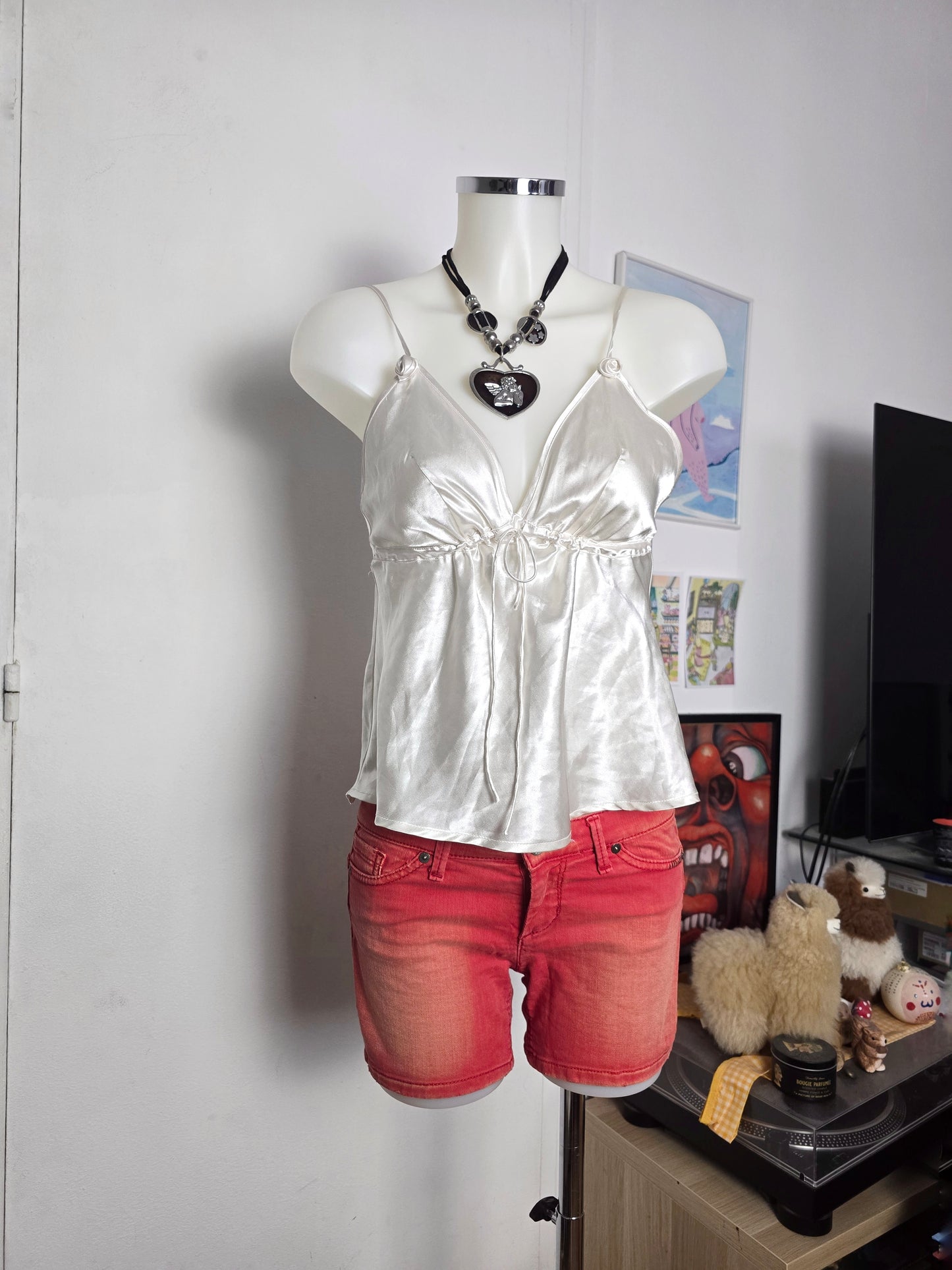 Y2k vintage bohemian coquettish satin top