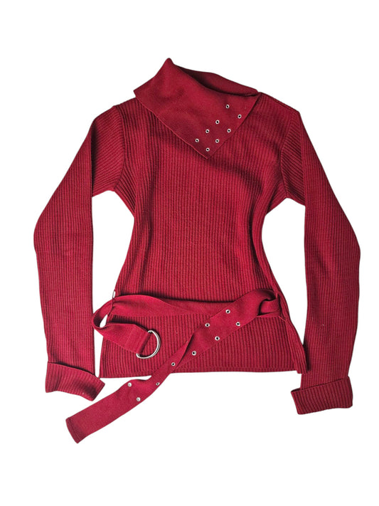 Y2k vintage red ribbed sweater